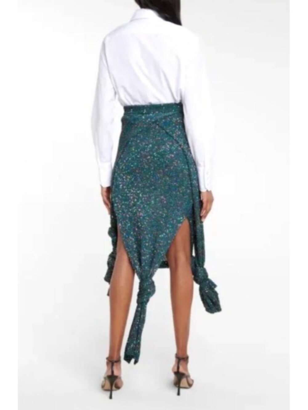 Loewe Women's Sz M Knotted-Hem sequined knitted midi skirt Glittery Maxi - Picture 16 of 16